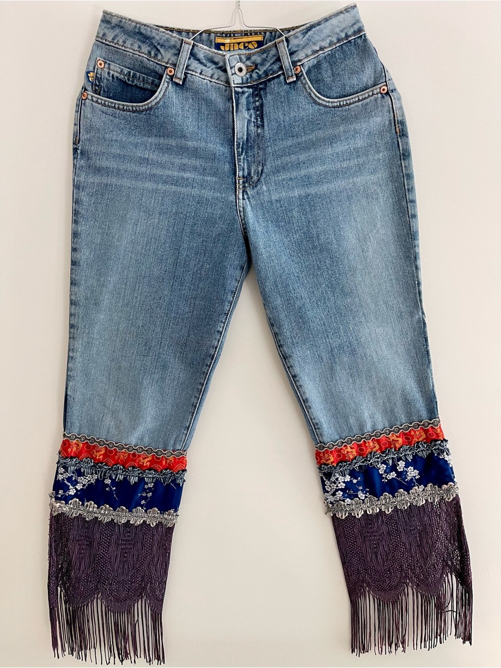 JNCO Vintage 90s Denim Jeans with embellished Fringe Hem
